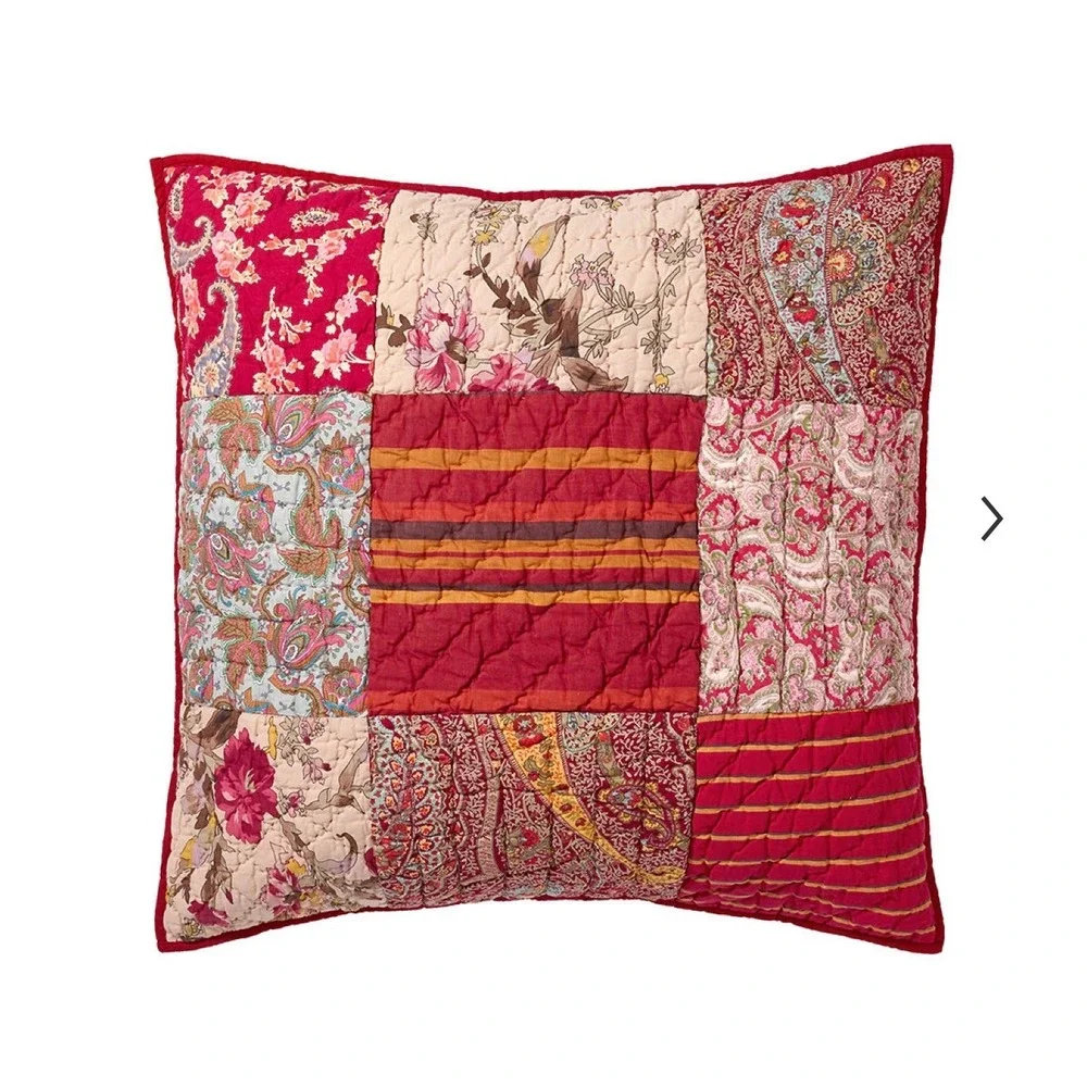 Pottery Barn GeorgiaPatchwork Quilted Euro‎ Sham Set 2 Floral Paisley 26x26